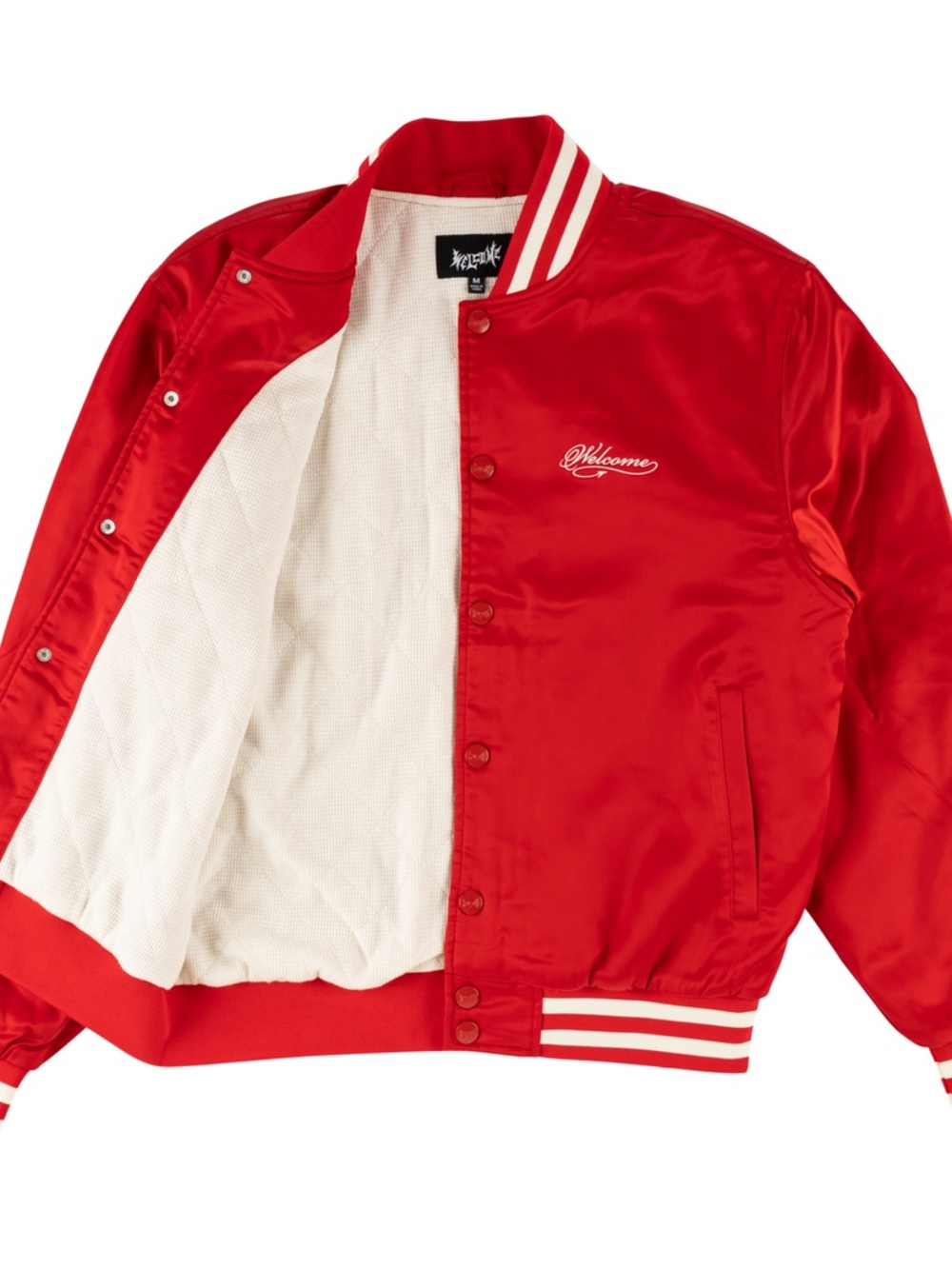 Welcome Skateboards Red Satin Varsity Jacket